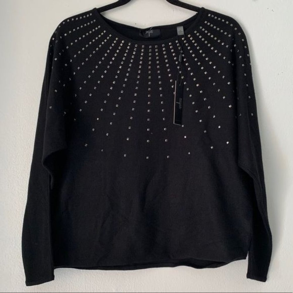 Tahari women studded black sweater size L
